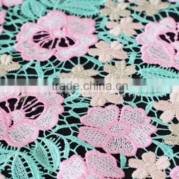 multicolor & guipure thin style cotton&polyester water soluble lace fabric for fashion lady dress