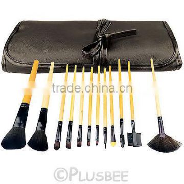 12 Pcs Super Soft Natural Wooden Handles Cosmetic Make Up Brush Set With Case