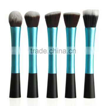 Blue 5Pcs Makeup Brush White set Foundation Blush blending brush