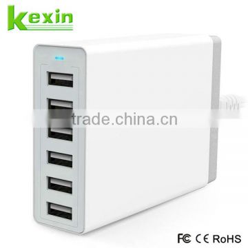 High Speed 50W 6 Port Charging Station Multi-Port USB Wall Charger 2.4A with 1.6M Cable for Smart Phone and Digital Products