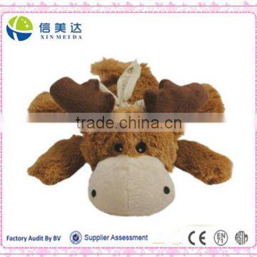 Plush Soft Brown Moose Dog Squeaky Toy