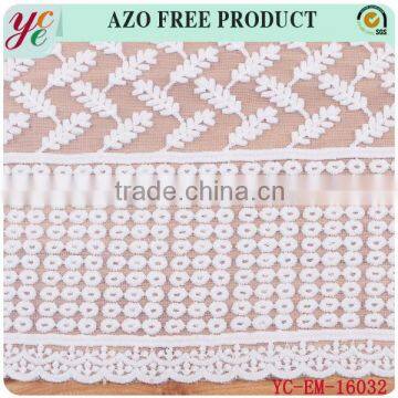 White elegant decorative pattern net embroidery fabric design for women