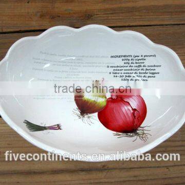 fine decal oval ceramic salad plate