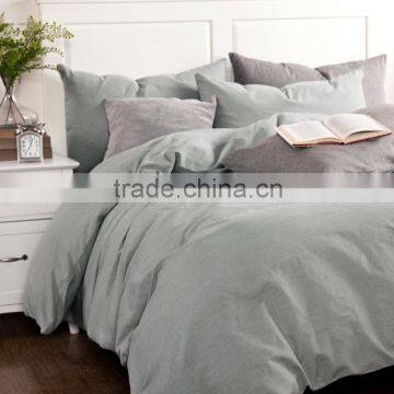 100% cotton washed French style solid color bed sheet set