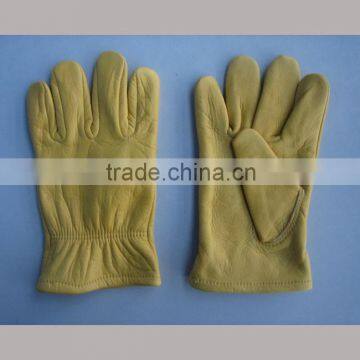 Gold unlined cow grain leather driver gloves working gloves