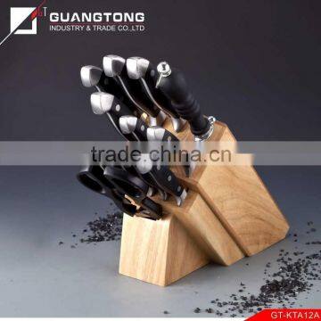 15 pcs forged pom handle with wooden block kitchen high quality knife set