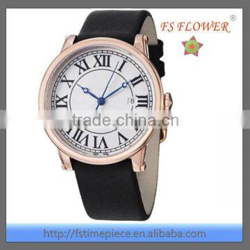 Classic Men Watch Sapphire Crystal Watch Glass Genuine Leather Luxury Quartz Watch