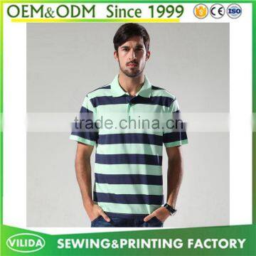 Guangzhou VILIDA Custom Low Price 100% Cotton Men Short Sleeve Stripe Polo T-shirt