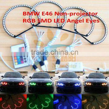 131mm & 145mm 12V Headlight 5050SMD RGB Car LED Angel Eyes Kit for BMW E46 Non-projector