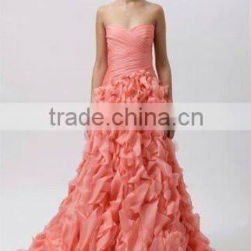 Strapless pleated boice ruffle skirt organza new model 2012 quinceanera dresses 12182