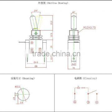 5A 3 Clubfoot Toggle Switch,waterproof Toggle Switch,SPDT & DPDT MINI TOGGLE SWITCH photo-5