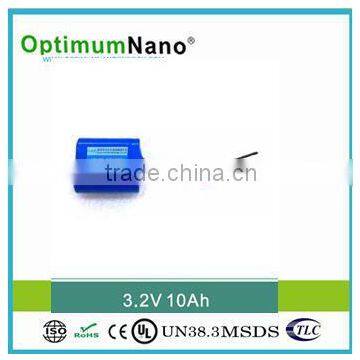 High rate OptimumNano 3.2v 10ah lithium ion battery for street light