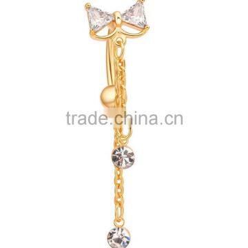 Hot Sex Women Bowknot Zircon Belly Navel Ring photo-2