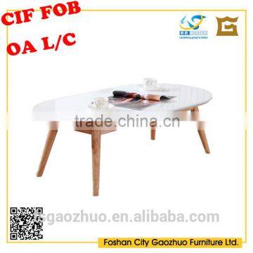 2015 hot selling classical high gloss white with ash solid wood legs coffee table , side table,teapoy