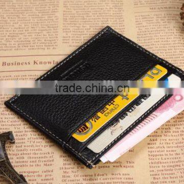 wholesale top grain leather business id card holder