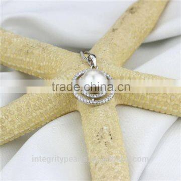 Fashion Freshwater Pearl Pendant 9mm AAA Button Freshwater Pure Pearl Pendant