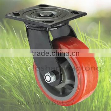 Red Polyurethane Wheel Double Bearing Heavy Duty Hardware PU Casters