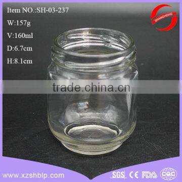 Clear mini glass mason jar for food jam jar with metal screw sealing cap