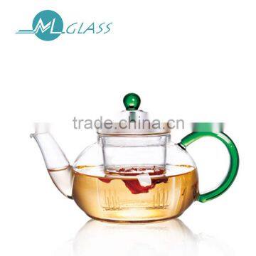 Wholesale 550ml small heat resistant handblown glass teapot PH223