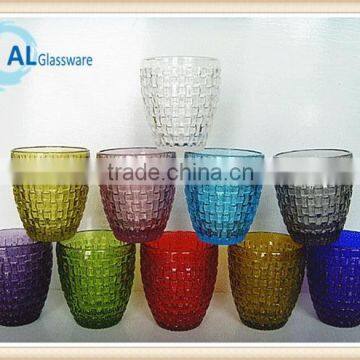 embossed handmade drinking glass color tumbler