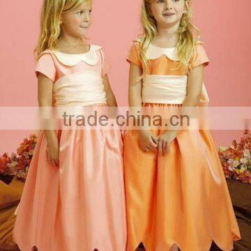 Lovely Short Sleeves Ankle Length Custom Made Vestidos Flower Girl for Wedding FG041 fashion kids party wear girl dress