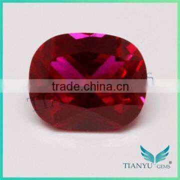 Wholesale loose gemstones 8# deep red cushion-shape corundum synthetic gemstone red ruby price