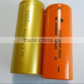 high capacity 26650 3.7v 4000mah ICR26650E rechargeable battery cells