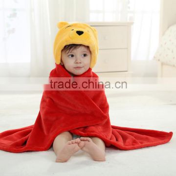 Winnie bear flat screen printed coral fleece blanket for children