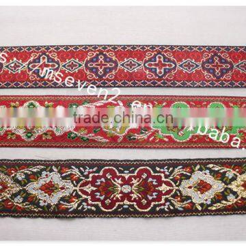 Newest 4.3cm Width Ethnic Embroidery Webbing Polyester for Garment/bag photo-2