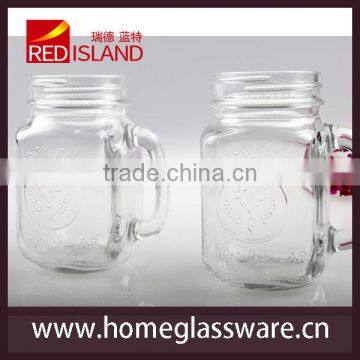 hot sale glass manson jar with straw and metal lid