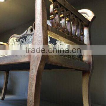 BISINI Wood Carved Double Seater Chair, Elegant Designed Arm Chair, Solid Wood Living Room Sofa Chair (BF01-X1191) photo-5