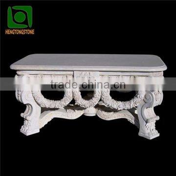 Hand Carved White Marble Indoor Decorative Table