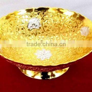New Design Gold and Silver Plated Brass Bowl With Embossing Designs photo-4