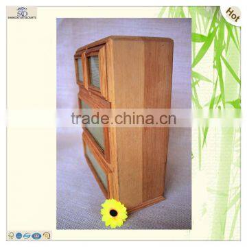 Cabinet Shape Weaved Decoration Drawers Wood Jewelry Box photo-2