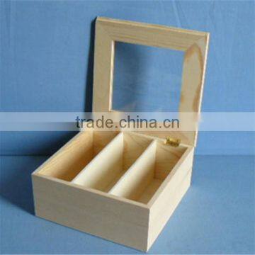 Hot Selling Handmade Wooden Compartment Boxes With Clear Lid photo-4