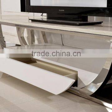 Fashion tv Unit/marble Top Stainless Steel With MDF Led tv Unit photo-2