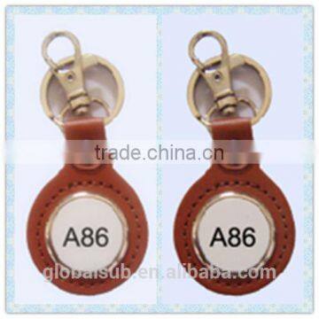 Promotional Sublimation PU Leather key Chain with Custom Metal Logo