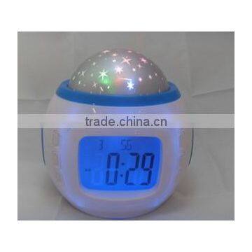 Music and Starry Sky Calendar/LED Light Clock/time Date Week and Thermometer Table Alarm photo-5