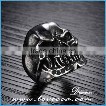 Punk Jewelry Vintage Titanium Silver Gothic Skull Biker Stainless Steel Mens Ring photo-2
