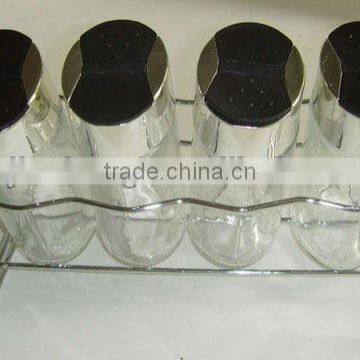 4 pieces colorful cylinder glass condiment set glass spice pot