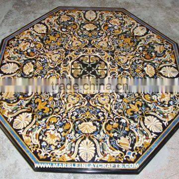 Octagonal Marble Inlay Dining Table Top, Marble Table Top