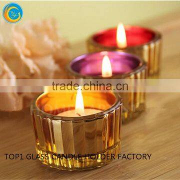 decorative colored glass tealight candle holder small size candle jar