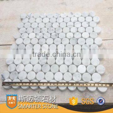 White marble carrara round mosaic diameter 25x25 mm for wall