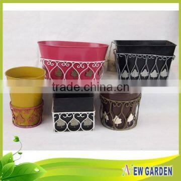 Beautiful Hand Painted Flower Vases With Metal Wire Holder For Home Decoration