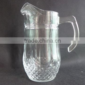 1.5L Large Volume Clear Glass Juice Pitcher Carved Glass Jug with Lid