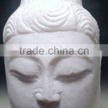 China Supply Hand Carved Natural White Marble Buddha Head Sculpture for Sale photo-2