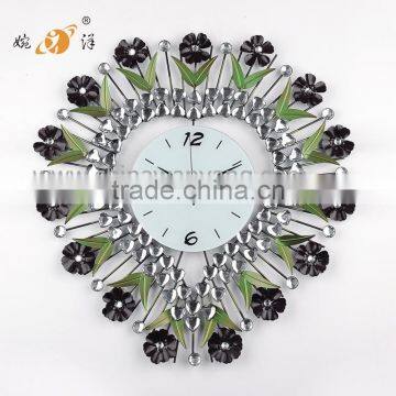Red flower metal heart wall digital clock