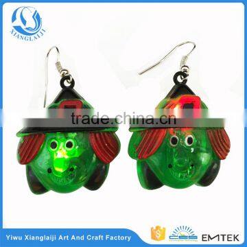 Halloween light up witch pierced led earrings