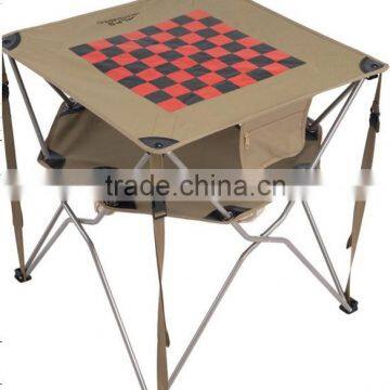Outdoor small portable folding table with adjustable legs cup holder