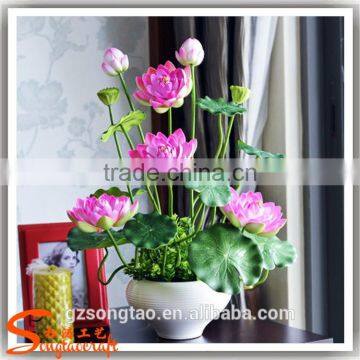 Artificial lotus flower pot real touch decorative artificial lotus flower for sale